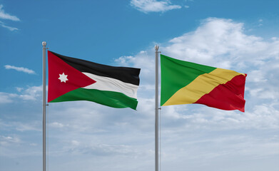 Congo and Jordan flags, country relationship concept