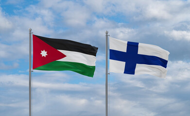 Finland and Jordan flags, country relationship concept