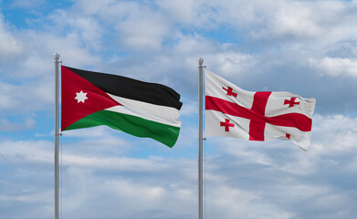 Georgia and Jordan flags, country relationship concept