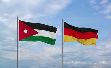 Germany and Jordan flags, country relationship concept