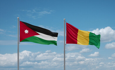 Guinea and Jordan flags, country relationship concept