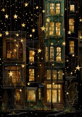 Obraz premium Street with New Year's decorations in the background. Generative AI