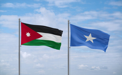 Somalia and Jordan flags, country relationship concept