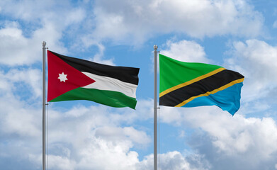 Tanzania and Jordan flags, country relationship concept