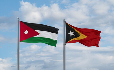 East Timor and Jordan flags, country relationship concept