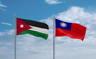 Taiwan and Jordan flags, country relationship concept