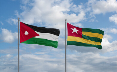 Togo and Jordan flags, country relationship concept