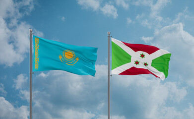 Burundi and Kazakhstan flags, country relationship concept
