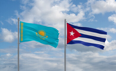 Cuba and Kazakhstan flags, country relationship concept