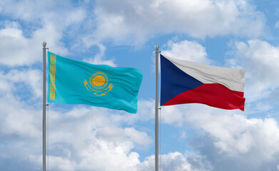 Czech Republic and Kazakhstan flags, country relationship concept