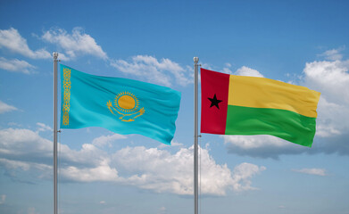 Guinea-Bissau and Kazakhstan flags, country relationship concept