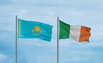 Ireland and Kazakhstan flags, country relationship concept