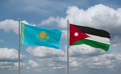 Jordan and Kazakhstan flags, country relationship concept