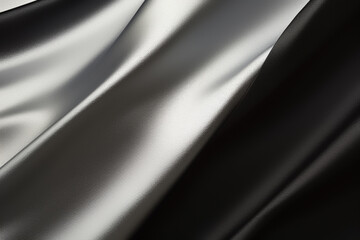 Obraz premium モノトーンのサテンシルク 白黒のドレープ背景