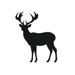 Black silhouette of a deer on white background.