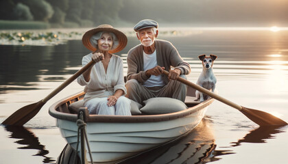 Rowing Together: A Retired Couple's Adventure with Their Canine Companion