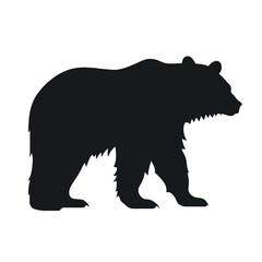 Black silhouette of a bear, badger on white background.