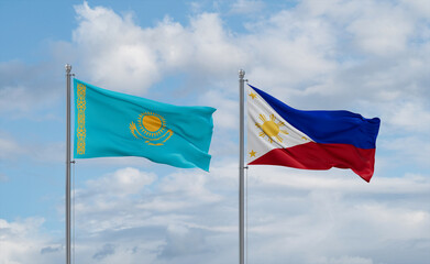 Philippines and Kazakhstan flags, country relationship concept