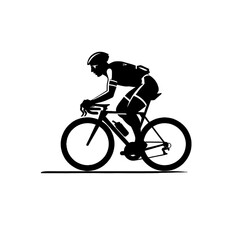 Black silhouette of a cyclist on white background.