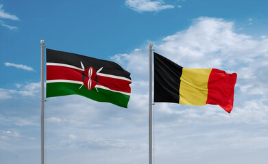 Belgium and Kenya flags, country relationship concept