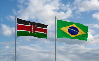 Kenya and Brazil flags, country relationship concept