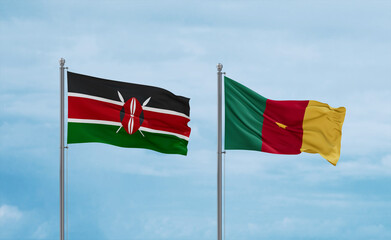 Cameroon and Kenya flags, country relationship concept