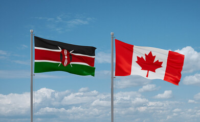 Canada and Kenya flags, country relationship concept