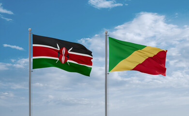 Congo and Kenya flags, country relationship concept