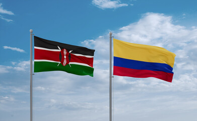 Colombia and Kenya flags, country relationship concept