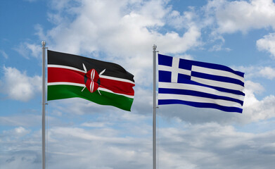 Greece and Kenya flags, country relationship concept