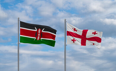 Georgia and Kenya flags, country relationship concept