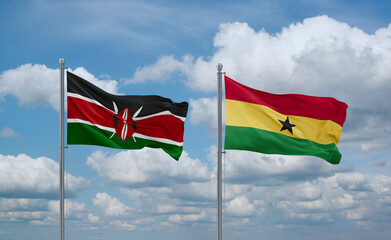 Ghana and Kenya flags, country relationship concept