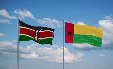 Guinea-Bissau and Kenya flags, country relationship concept