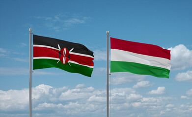 Hungary and Kenya flags, country relationship concept