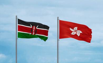 Hong Kong and Kenya flags, country relationship concept