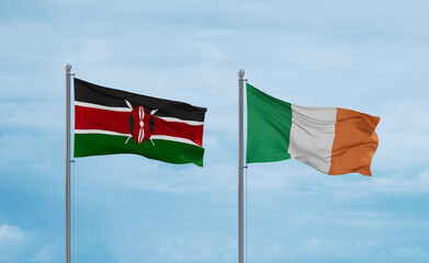 Ireland and Kenya flags, country relationship concept