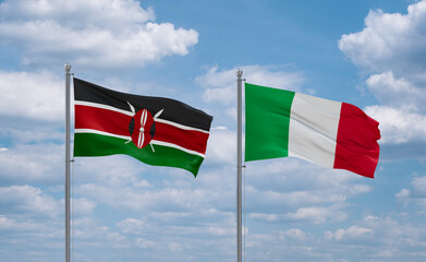 Italy and Kenya flags, country relationship concept