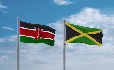 Jamaica and Kenya flags, country relationship concept