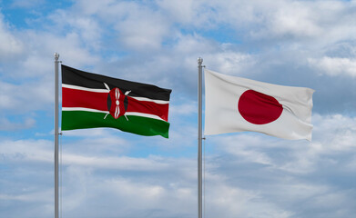 Japan and Kenya flags, country relationship concept