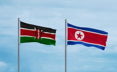 North Korea and Kenya flags, country relationship concept