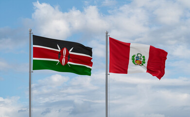 Peru and Kenya flags, country relationship concept