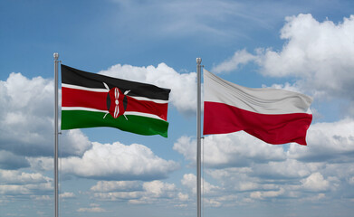 Poland and Kenya flags, country relationship concept
