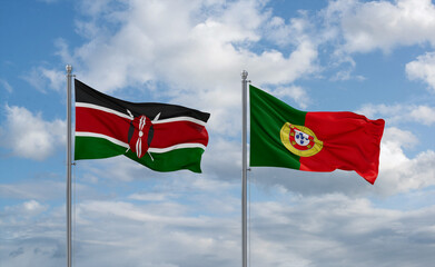 Portugal and Kenya flags, country relationship concept