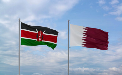 Qatar and Kenya flags, country relationship concept