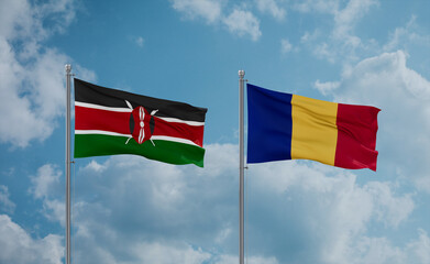 Romania and Kenya flags, country relationship concept