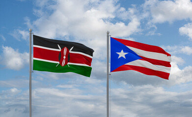 Puerto Rico and Kenya flags, country relationship concept