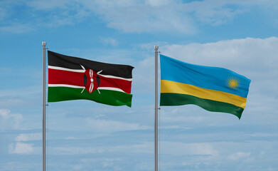 Rwanda and Kenya flags, country relationship concept