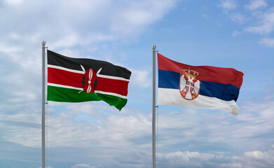Serbia and Kenya flags, country relationship concept