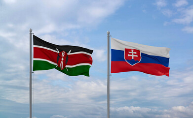 Slovakia and Kenya flags, country relationship concept