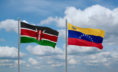 Venezuela and Kenya flags, country relationship concept